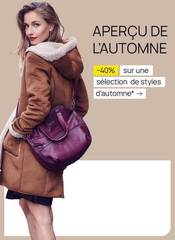 -40 % sur une sélection de styles d’automne – Personne en manteau camel portant un sac bordeaux sur l’épaule