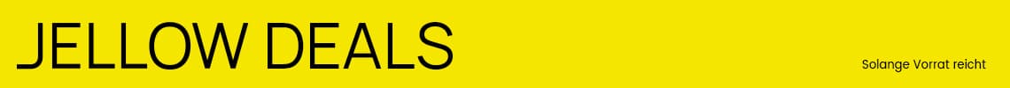 JELLOW DEALS – Solange Vorrat reicht – Gelber Hintergrund mit schwarzem Text