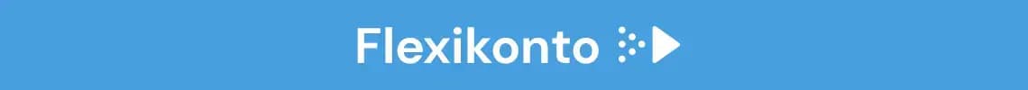 Flexikonto – weißer Text und Pfeilsymbol auf blauem Hintergrund