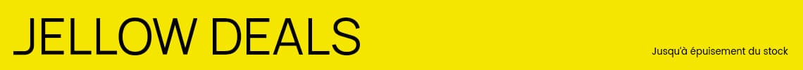 JELLOW DEALS – Jusqu'à épuisement du stock, texte noir sur fond jaune