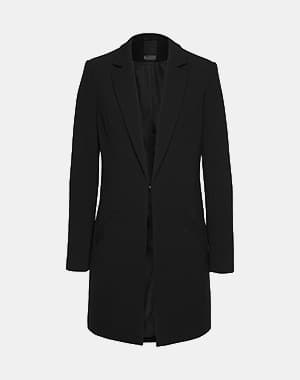 Manteau noir élégant à manches longues et col en V