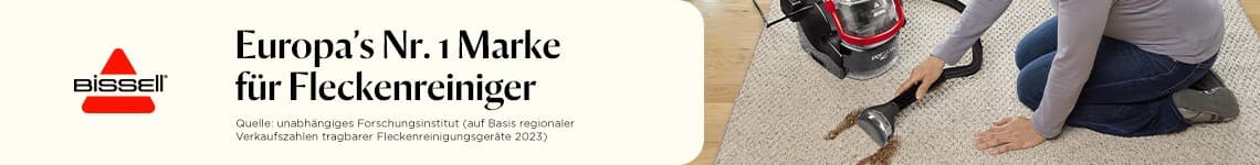 Europa's Nr. 1 Marke für Fleckenreiniger – Person reinigt Teppich mit tragbarem Fleckenreinigungsgerät von Bissell