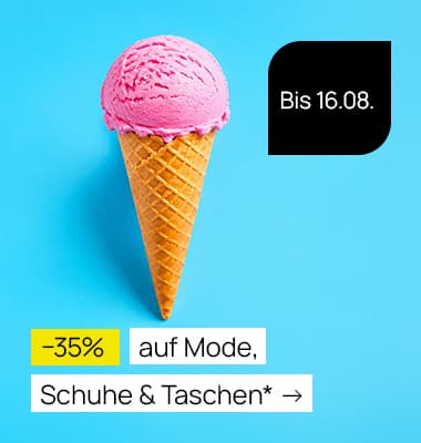 -35 % bis 16.08., -30 % bis 18.08., -25 % bis 20.08. auf Mode, Schuhe & Taschen – drei Eiswaffeln schmelzen nacheinander