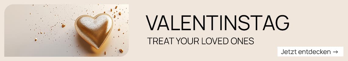 VALENTINSTAG – Treat Your Loved Ones. Jetzt entdecken → Goldenes Herz mit Glitzer.